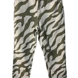 Green and White Zebra Print Pants
